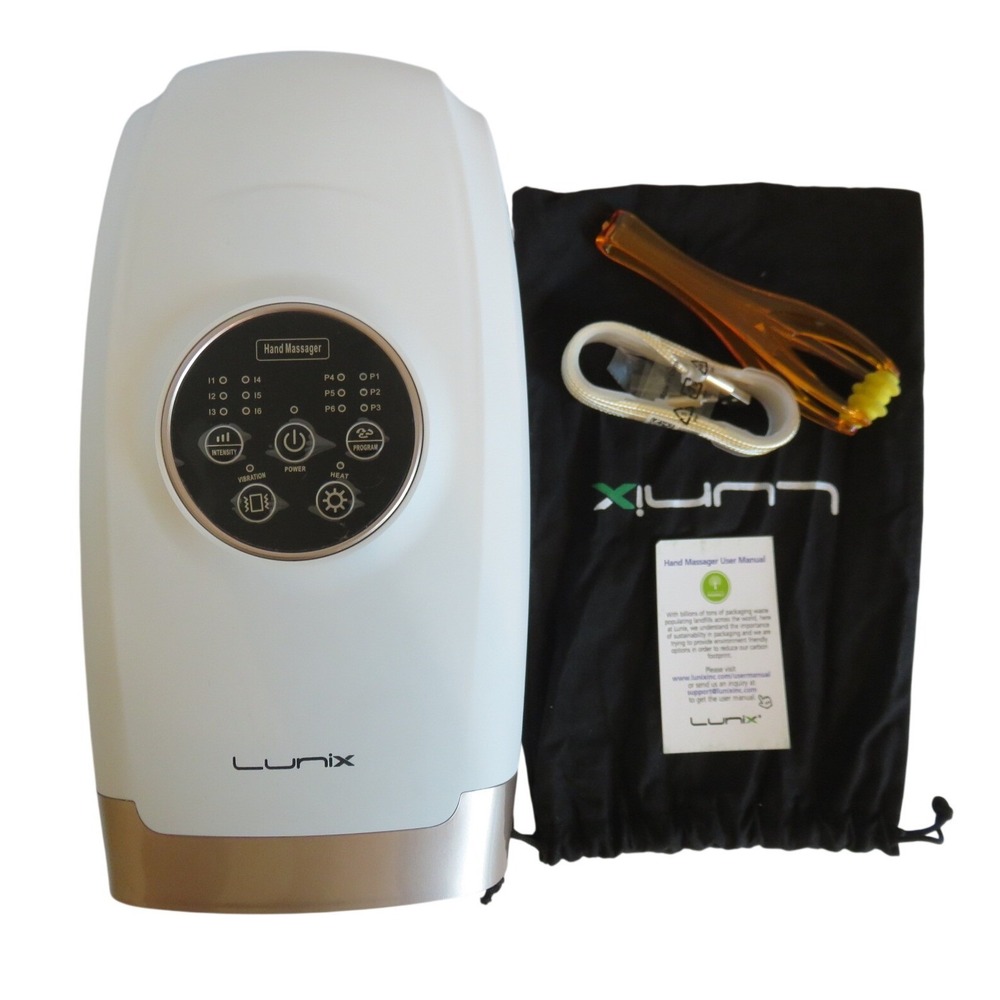 Lunix LX3 Cordless Electric Hand Massager‎ with Heat Vibration White Gold
